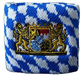 Flaggenfritze Schweißband Motiv Fahne/Flagge Deutschland Bayern mit Löwe, 2er Set + gratis Aufkleber