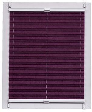 Plissee Made in Germany, Tageslicht, Echtcrush, Violett, Klemmfix, weisse Schiene, 50 x 150