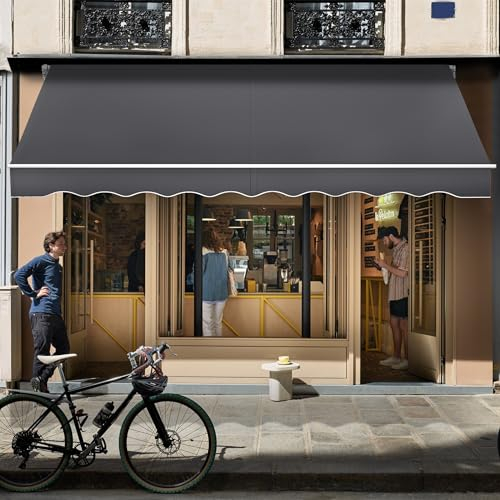 HENGMEI Tenda da sole in alluminio con morsetto, tenda parasole a cassonetto, braccio articolato, 250 x 200 cm, grigio scuro)
