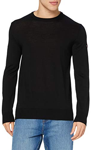 Armor Lux Herren Rundhalsausschnitt Damgan aus Merinowolle Pullover, Schwarz (010 Schwarz 010 Schwarz), X-Large