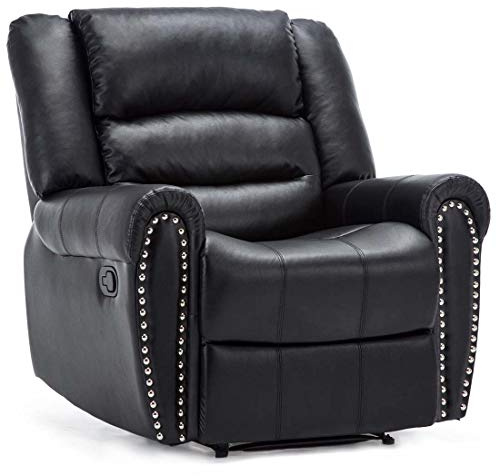 More4Homes DENVER BONDED LEATHER RECLINER ARMCHAIR w STUD SOFA HOME LOUNGE CHAIR RECLINING (Black)