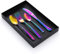 Ensemble de couverts irisés gravés personnalisés : couteau, fourchette, cuillère à café, couverts en acier inoxydable, poli miroir et passe au lave-vaisselle, Laser Colorful, Customized set