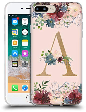 Head Case Designs Offiziell Offizielle Nature Magick Buchstabe A Monogramm Blumen Rosa Gold 1 Soft Gel Handyhülle Hülle kompatibel mit Apple iPhone 7 Plus/iPhone 8 Plus