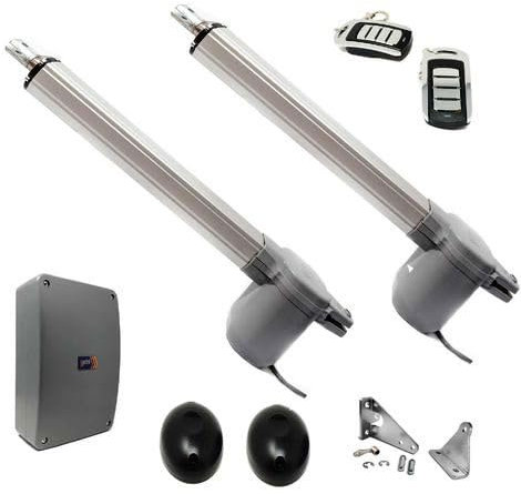 Kit Motor para puerta batiente o abatible de dos hojas VDS EGO. Incluye dos motores + 2 mandos + Cuadro de control + fotocélula emisor/receptor + soportes y accesorios.