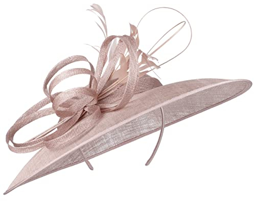 McBURN Haarschmuck Fascinator mit Federn Damen - Made in Italy Brauthut Anlasshut Festhut Frühling-Sommer Herbst-Winter Sommer - One Size Altrosa