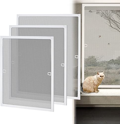 LZQ Fliegengitter Fenster Insektenschutz Fliegenschutzgitter mückengitter moskitonetz gitter mit Aluminium Rahmen ohne Bohren und Schrauben 120 × 140 cm Weiß