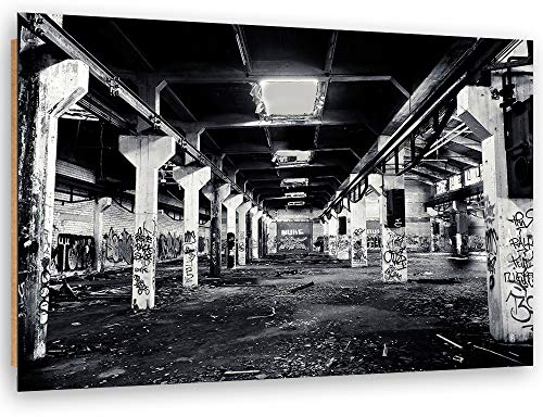 Wanddeko Street Art Bild Kunstdruck modern Fabrik schwarz-weiß 40x30 cm