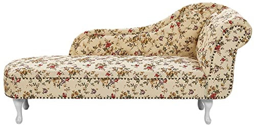 Retro Chaiselongue beige bunt rechtsseitig Blumenmotiv Polyester Nimes