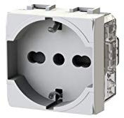 4box - Presa Elettrica Tipo P40 2P+T Compatibile con Bticino® LivingLight™. Permette di collegare una spina Schuko oppure una spina da 10 o 16A senza adattatori. Installazione facile. Colore Bianco