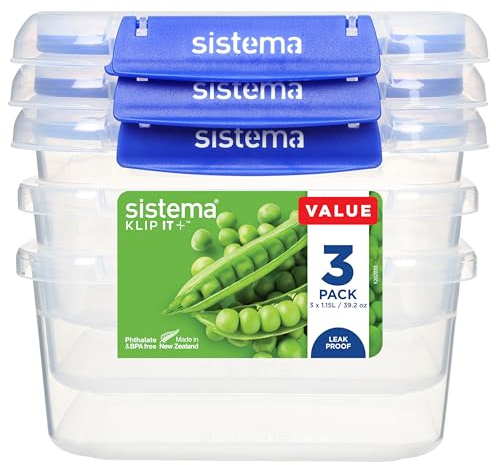 Sistema KLIP IT PLUS Frischhaltedose, 5,5 l quadratisch, stapelbare und luftdichte Vorratsdose mit Deckel, geeignet für Kühl-/Gefrierschrank, BPA-freier Kunststoff [Energieklasse A+++]