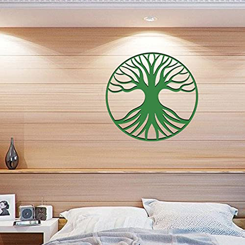 CREADECOBOUTIQUE Décoration Murale en métal Arbre de Vie - Vert - L - 60X60cm
