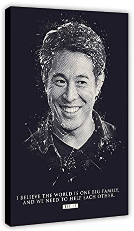 Jet Li Poster mit inspirierendem Zitat auf Leinwand, 4 Stück, Wandkunst, Dekordruck, Gemälde für Wohnzimmer, Schlafzimmer, Dekoration, Rahmen: 40 x 60 cm