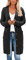 kinstell Ladies Long Sleeve Button Top Chunky Aran Cable Knitted Long Length Boyfriend Grandad Cardigan UK Black