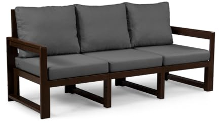 Gartenmöbel aus Holz Gartensofa Gartengarnitur mit Auflagen Lounge Möbel Verschiedene Varianten MCH HB (3-Sitzer-Sofa, Dunkelgrau)