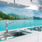 danario Crédence Adhésive pour Cuisine - Aspect Verre | Protège Mur Cuisine | Mural décoratif Autocollant | 0,8 mm | Paradis Tropical - 60cm x 80cm