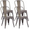 Duhome Metallstuhl Bistrostuhl 4er Set aus Eisen Esszimmerstuhl mit Rückenlehne, Stapelbare Küchenstühle Industriedesign, Matt/Metallic Braun