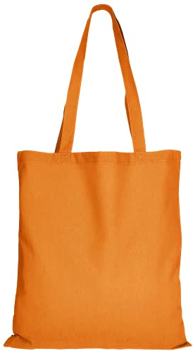 TEXXILLA 10er | 25er | 100er Pack Baumwolltasche - 28 Farben | mit Zwei Langen Henkeln | 38x42cm | Jutebeutel | Einkaufstasche | unbedruckt, Farbe:Mandarin, Größe:10 Stück