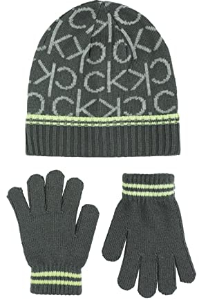 Calvin Klein Jungen Boy's Hat and Glove Set Mütze für kaltes Wetter, Meerblau, 8-16