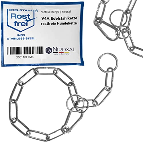 Kombikette für Hunde mit Halsumfang 78-81 cm aus Edelstahl V4A Hundekette mit Zugstop Kettenhalsband langgliedrig 6mm dick und 91 cm Gesamtlänge