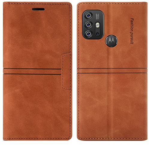 OKZone Kompatibel mit Motorola Moto G30/G10/G20 Hülle, Handyhülle Wallet PU Leder Kartenfach Magnet Klappbar Schutzhülle Handytasche Ständer Flip Handytasche Case Cover Stoßfest Klapphülle (Braun)