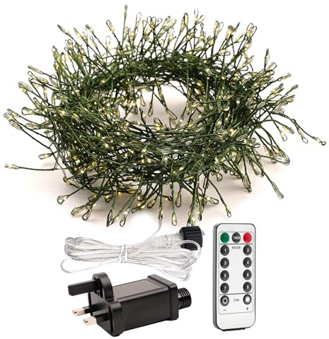 ZELUXDOT Plug in Firecracker Lights 50FT 500 LED Green Wire Copper String Lights Indoor Fairy Lights with Remote for Bedroom,Wedding,Birthday,Party,Christmas Tree,Garden,Patio