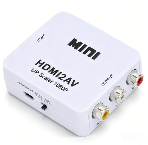 Sxhlseller zu HDMI Adapter, AV zu HDMI Konverter, HD Multimedia-Schnittstelle auf AV-Konverter, Adapter für Cinch-Splitter, Switcher, 1080P für Fernseher (weiß mit Standard