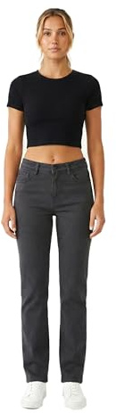 ESRA High Waist Damen Hose Elegant Business Hose Stretch Stoffhose Straight Leg Hose - Premium Damen-Hose aus hochwertiger Baumwolle