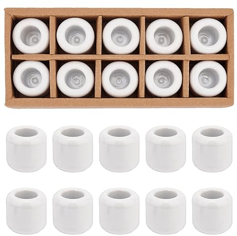 AHANDMAKER 10 Pieces Ceramic Candle Holder Gold Mini Ceramic Chime Ritual Spell Candle Holders for Taper, Rituals, Spells, Altar, Wiccan Supplies & More 0.7 Inches in Diameter