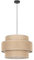 Licht-Erlebnisse Boho Hängeleuchte Jute Stoff E27 D: 50 cm rund H: max. 160 cm verstellbar Schwarz Natur Modern Hängelampe Esszimmer Pendelleuchte Wohnzimmer
