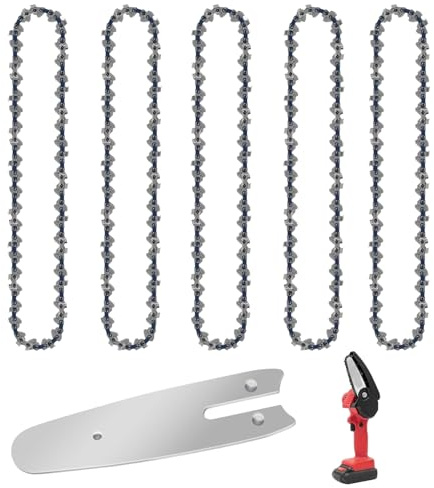 GIONAR 5 Pcs 6 Inch Chainsaw Chain, Mini Chainsaw Chain with 37 Drive Links, Carbon Steel Material, with 1 Guide, Suitable for Cutting, Carving, and Pruning with Mini Chainsaws