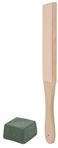 Doppelseitiger Schleifriemen für Lederpolitur mit Holzschleifbrett, Professionelle Klingenschärfwerkzeuge für Messer und Lederschneidwerkzeuge, Inklusive Schleifpaste