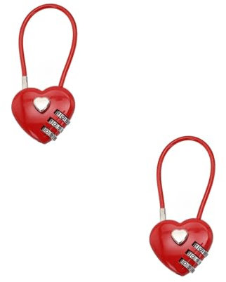 2 mini lucchetti a combinazione, con codice a 3 cifre, lucchetto a forma di cuore, per funi metalliche, senza chiave, ripristinabili, serrature per bagagli da viaggio, per zaini, armadietti da