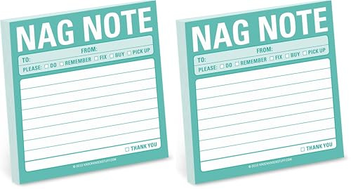 1-Count Knock Knock Nag Note Sticky Notes, to Do List Notepads, 3 x 3-inches Each (Pack of 2)