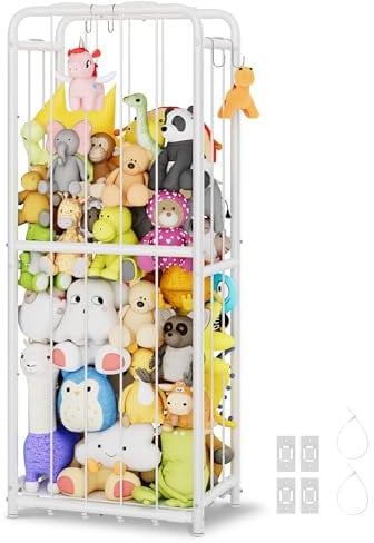 GRANNY SAYS Stuffed Animal Storage Tube Zoo, Plushies Toys Storage Shelf with Elastic Band, Large Stuff Animal Cage Organiser, Kids Toy Organiser for Nursery Kids Room Playroom
