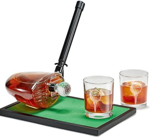 Golf Gifts for Men, Kollea Golf Club Whiskey Decanter with Golf Ball Shot Glasses, Golf Accessories Themed Liquor Decanter Set for Men Husband Coaches Golfers, Cool Birthday Gifts for Men Brother Guys
