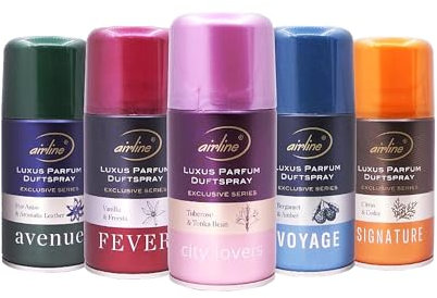 h2i Luxus Parfum Duftspray | 5 verschiedene Düfte | 250 ml | Geruchsneutralisierer Lufterfrischer Raumduftspray Duftsprüher Raumduft-Nachfüller für automatische Duftspender