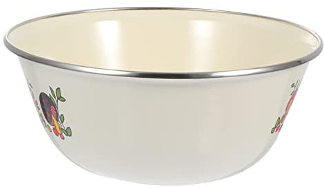 PRETYZOOM Lavabos De Hierro Esmaltado 16cm Beige Resistentes y Gruesos Recipiente Para Conservar Alimentos Hogar y Cocina Set De 2 Piezas Sin Tapa