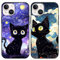 Yimctoie 2 Stück Handyhülle für iPhone 14/iPhone 13 Hülle 6,1,Cute Anime Katze Sternenhimmel Aesthetic Case,Schwarz Cat Cartoon Ästhetik Starry Night Schutzhülle Silikon TPU Stoßfeste Cover