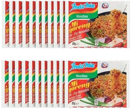 Indomie Mi Goreng Stir Fry Spicy Noodles 80g Pack of 20 Authentic Indonesian Instant Noodles - Stir-Fry Noodles