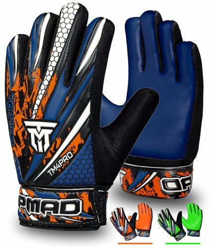 TOPMAD Goalkeeper Gloves (Blue, Size 4 suitable for 6 to 9 years Old)