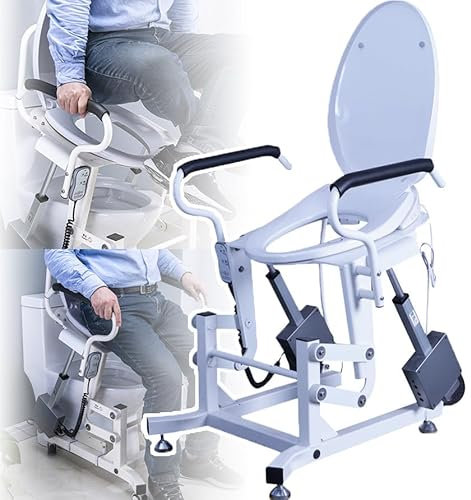 Electric Toilet Seat Raiser - Seat Heating Function, Double Armrest Design & Strong Support, Patient Lift Transfer Machine W/ 180° Split Seat, for Disabled