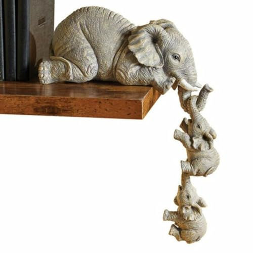 Figurines, Decoration,Safe and auspicious decorationsElephant Decor Figurines,Cute Elephant Decor,Mother and Two Babies Hanging Ornament Figurines for Table,Good Gifts for Elephant Lovers Decoration
