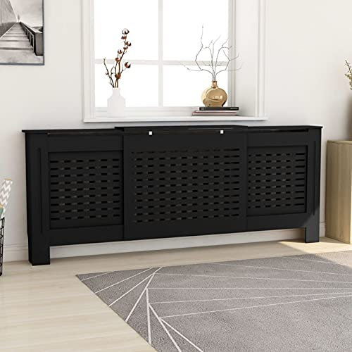 ShGaxin MDF Heizkörperverkleidung, Heizkörperabdeckung, Heizung Verkleidung, Radiator Cover, Heizungsabdeckung, Verkleidung Heizkörper, Schwarz 205 cm