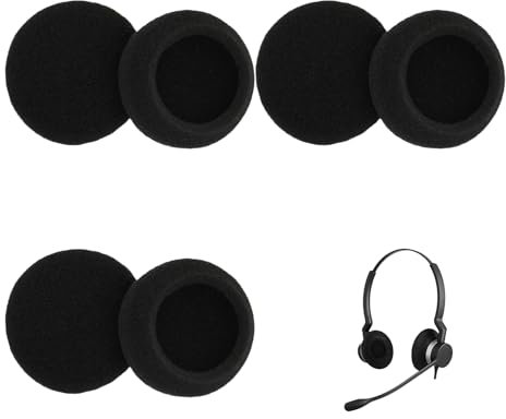 3 pares de almohadillas de espuma para auriculares Logitech H330, H340, H110, H111, Ovalado, espuma con revestimiento protector, almohadillas transpirables (negro)