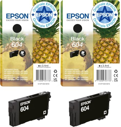 Epson Cartouche d'encre Originale 604 Noir (Lot de 2)