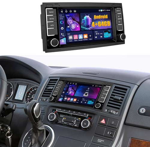 Fuluku 4+64G Android Autoradio für VW Touareg 2004-2011 Transporter T5 Multivan 2004-2009 mit Wireless Carplay&Android Auto, 7'' IPS Touch Screen Radio mit Bluetooth 5.0/GPS/Rückfahrkamera/FM/WiFi/SWC