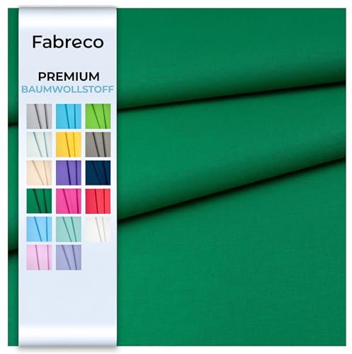 Fabreco - 100% Premium Baumwollstoff Meterware Uni 2 M x 160 cm | 220 g/lfm – Weich, langlebig & hautfreundlich | Stoffe Zum Nähen & Dekoration | Fabric | dunkelgrün
