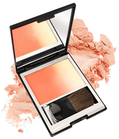 Gradient Blush Puder, Versatile Orange Rouge Puder Schimmer Make-Up Palette mit Pinsel, Superfeines Pulver, Wasserfest Long Wear, Blendable Cheek Blusher für Alle Hauttypen Geeignet, 1 X 4 g (06)