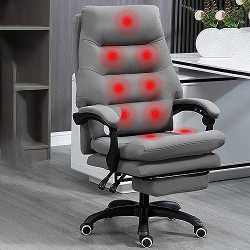 Fauteuil de bureau inclinable et massant avec repose-pieds, fauteuil de direction avec soutien lombaire, fauteuil d'ordinateur, fauteuil de bureau à domicile avec accoudoirs, hauteur/inclina