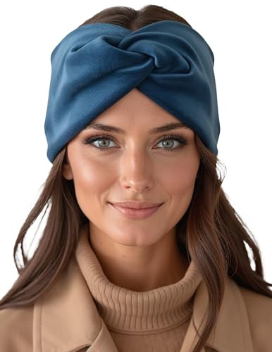 Vivisence Damen Stirnband Herbst Winter Gestrickt Mit Dekorativem Knoten Weich Und Warm Elastisch Kopfband Ideal Für Kühle Tage Modeaccessoire Outdoor Alltag, Dunkel Türkis,Einheitsgröße